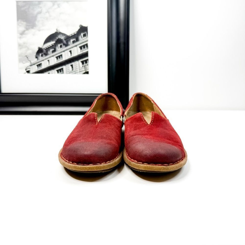 Børn Women’s Suede Leather Slip-On Flats Walking Shoes - Red - Size 7.5 - Picture 2 of 9